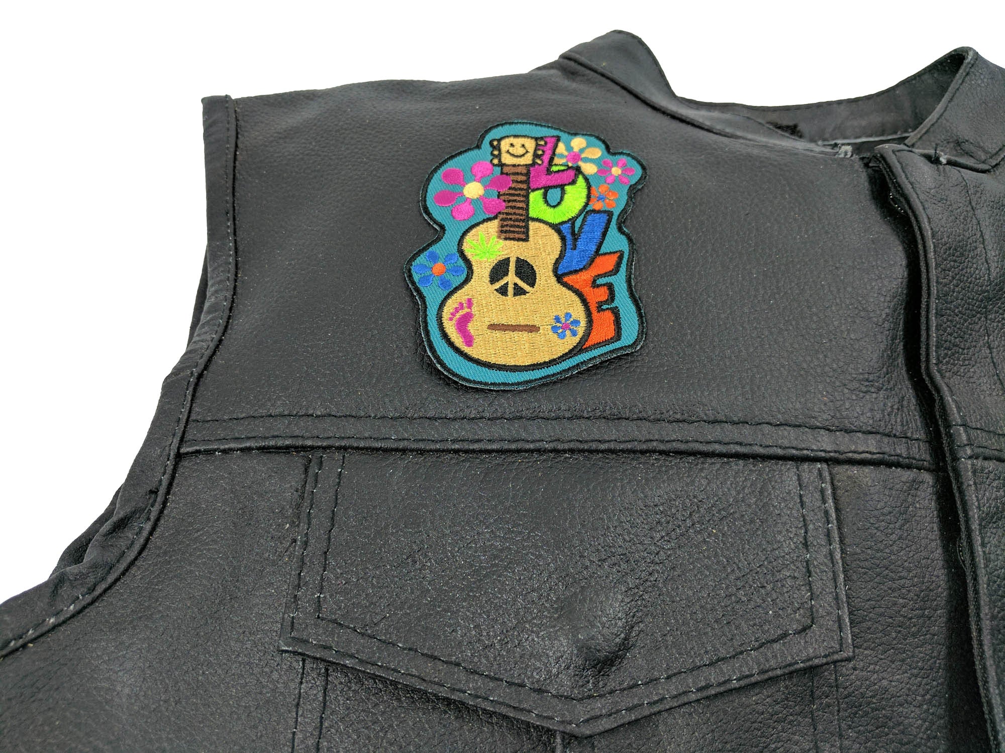 Love Guitar Cute Iron-On Patch - Fun and Musical Design for Trendy Style (  5 x 4 inches )